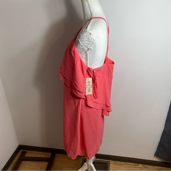 Nanette Lepore Pink Ruffle Dress NWT Sz 12 Asymmetrical Flounce Sleeveless - Picture 2 of 9